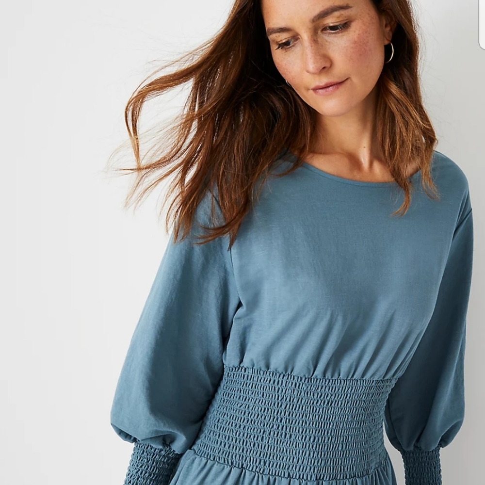 Smocked Waist Flare Midi Dress